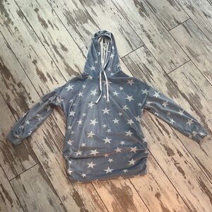 Derek Heart Maternity Hoodie – Light Blue with White Stars – Size Medium